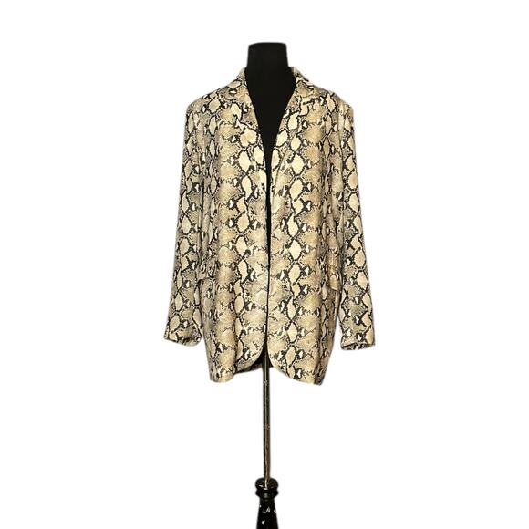 Abbeline beige brown snake print open front jacket size Medium - Picture 13 of 13